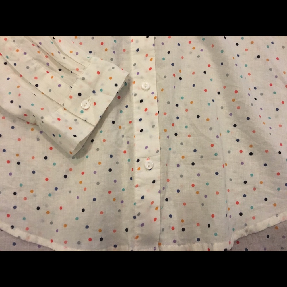 Forever 21 Button Front White Multi Color Dot Med - image 2